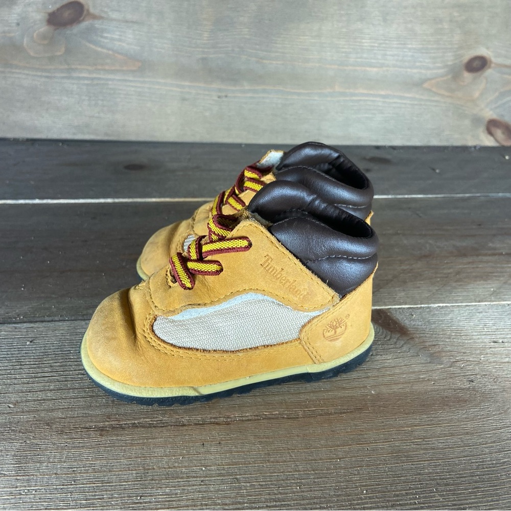 Timberland kids youth size 3 shoes brown suede hook and loop comfort boots